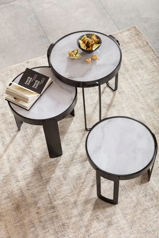 KARE Design Tavolino da caffè Perelli nero (3/Set) - KARE> Tavolo Basso