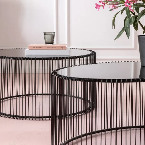 KARE Design TAVOLINO DA CAFFÈ WIRE UNO NERO 60X90CM - KARE> Tavolo Basso