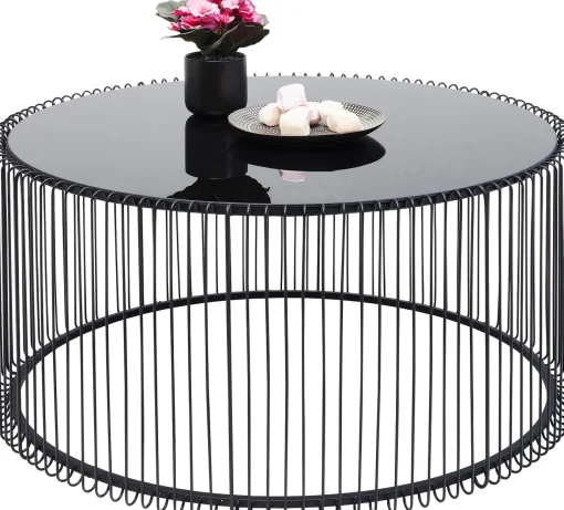 KARE Design TAVOLINO DA CAFFÈ WIRE UNO NERO Ø80CM - KARE> Tavolo Basso