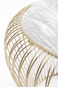 KARE Design Tavolino D'appoggio Beam Marmo Grigio/Ottone Ø43cm - KARE> Tavolo Basso