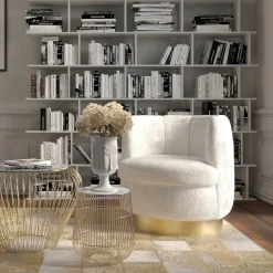 KARE Design Tavolino d'appoggio Beam marmo bianco/ottone Ø32 cm - KARE> Tavolo Basso