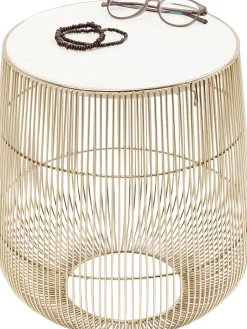 KARE Design Tavolino d'appoggio Beam marmo bianco/ottone Ø32 cm - KARE> Tavolo Basso