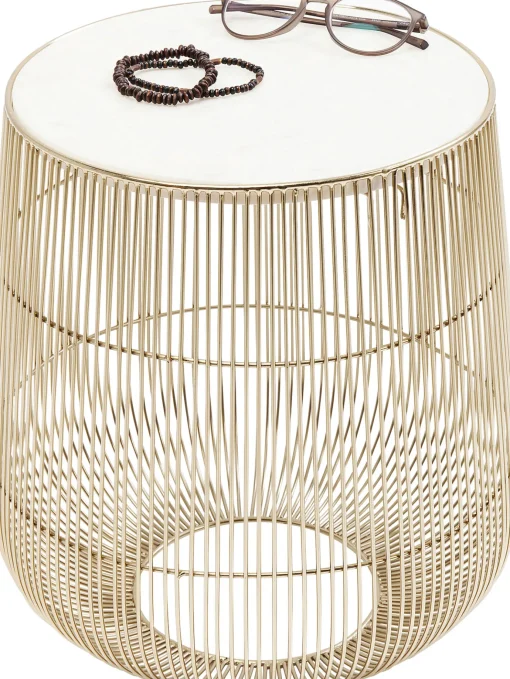 KARE Design Tavolino d'appoggio Beam marmo bianco/ottone Ø32 cm - KARE> Tavolo Basso