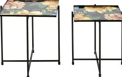 KARE Design Tavolino d'appoggio Flowers Garden quadrato (2/set - KARE> Tavolo Basso