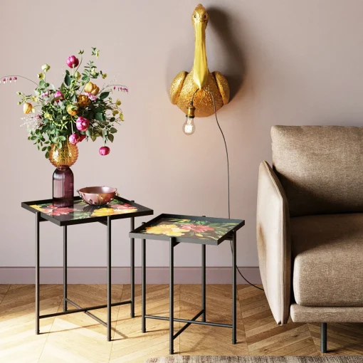KARE Design Tavolino d'appoggio Flowers Garden quadrato (2/set - KARE> Tavolo Basso