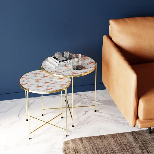 KARE Design Tavolino d'appoggio Priya bianco (2/set) - KARE> Tavolo Basso