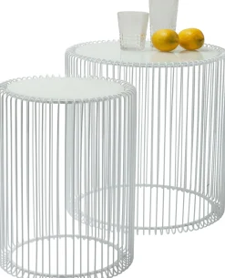 KARE Design Tavolino D'appoggio Wire Bianco ( 2/Set) Ø44cm - KARE> Tavolo Basso