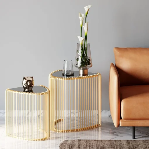 KARE Design Tavolino d'appoggio Wire Triangle oro (2/Set) - KARE> Tavolo Basso