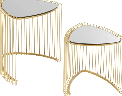 KARE Design Tavolino d'appoggio Wire Triangle oro (2/Set) - KARE> Tavolo Basso