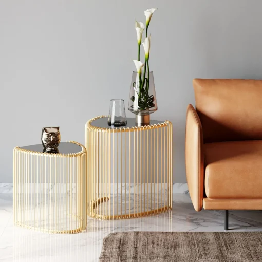KARE Design Tavolino d'appoggio Wire Triangle oro (2/Set) - KARE> Tavolo Basso