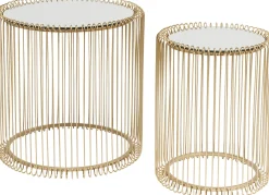 KARE Design TAVOLINO D'APPOGGIO WIRE OTTONE (2/SET) Ø44CM - KARE> Tavolo Basso