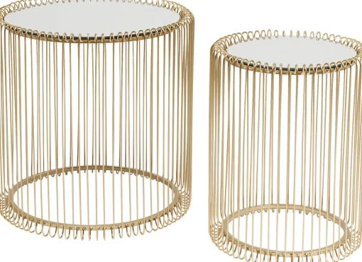KARE Design TAVOLINO D'APPOGGIO WIRE OTTONE (2/SET) Ø44CM - KARE> Tavolo Basso