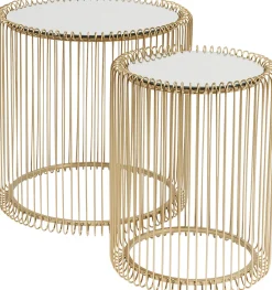 KARE Design TAVOLINO D'APPOGGIO WIRE OTTONE (2/SET) Ø44CM - KARE></noscript> Tavolo Basso