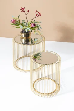 KARE Design TAVOLINO D'APPOGGIO WIRE OTTONE (2/SET) Ø44CM - KARE></noscript> Tavolo Basso
