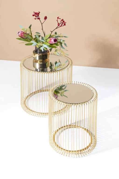 KARE Design TAVOLINO D'APPOGGIO WIRE OTTONE (2/SET) Ø44CM - KARE> Tavolo Basso