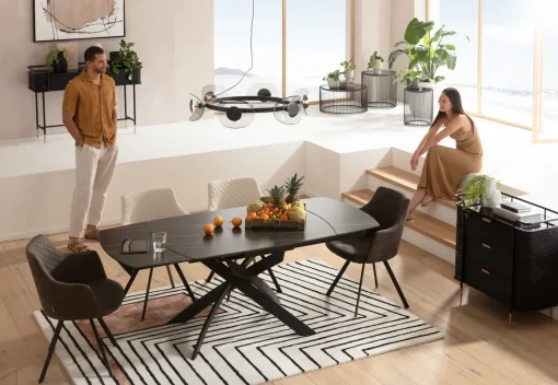 KARE Design Tavolo estensibile Twist nero 120(30+30)x90cm - KARE> Tavoli