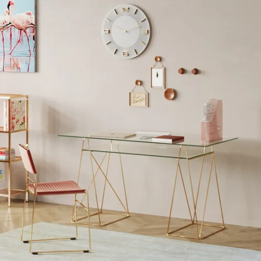 KARE Design Tavolo Polar Ottone-Vetro Temperato 8mm - KARE> Scrivanie