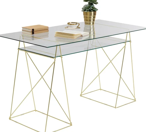 KARE Design Tavolo Polar Ottone-Vetro Temperato 8mm - KARE> Scrivanie