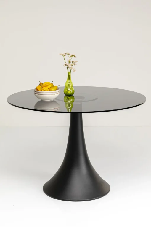 KARE Design Tavolo rotondo "Grande Possibilita" con piano in vetro scuro Ø110cm - KARE> Tavoli
